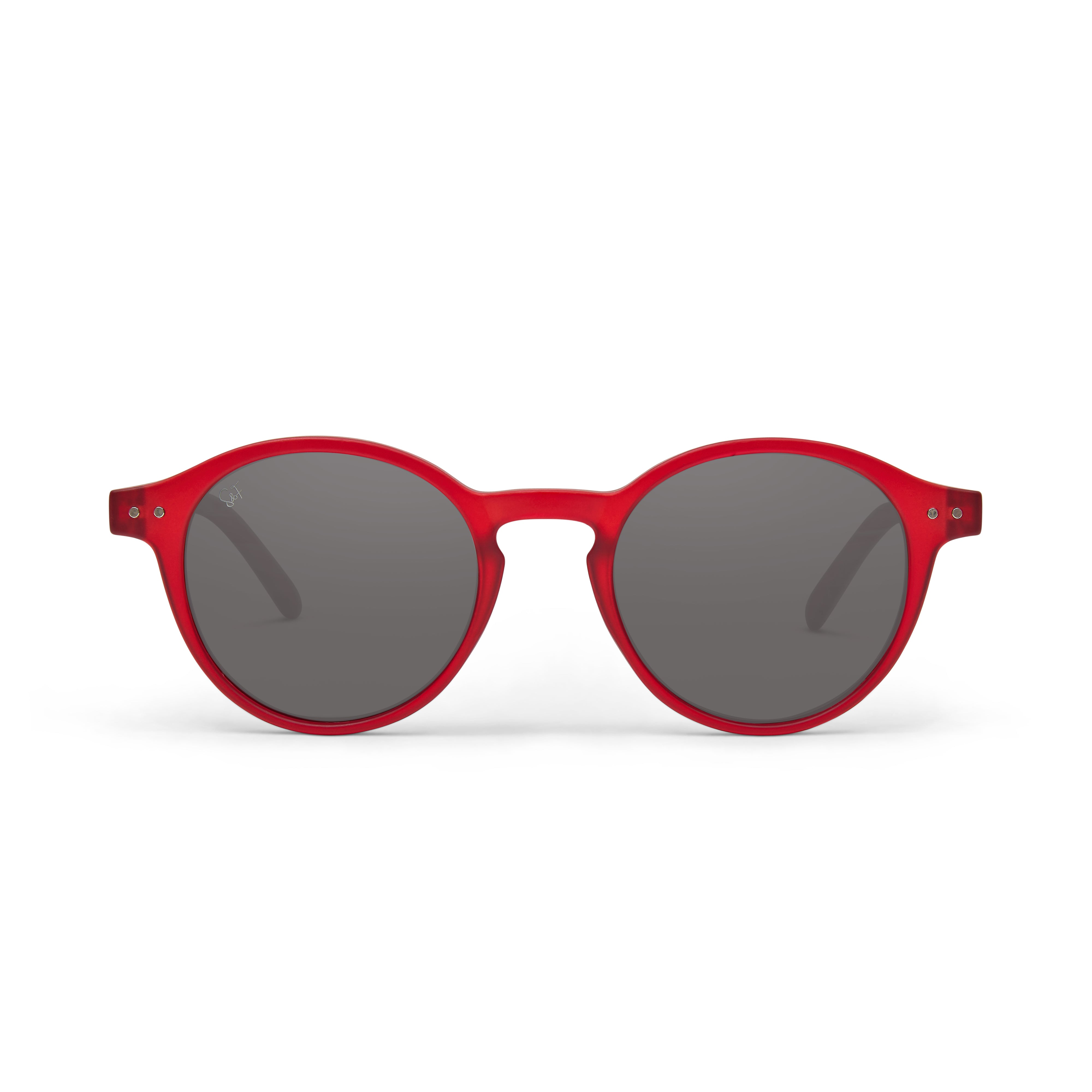 Spark & Flare crystal red sunglasses with grey polarized frames
