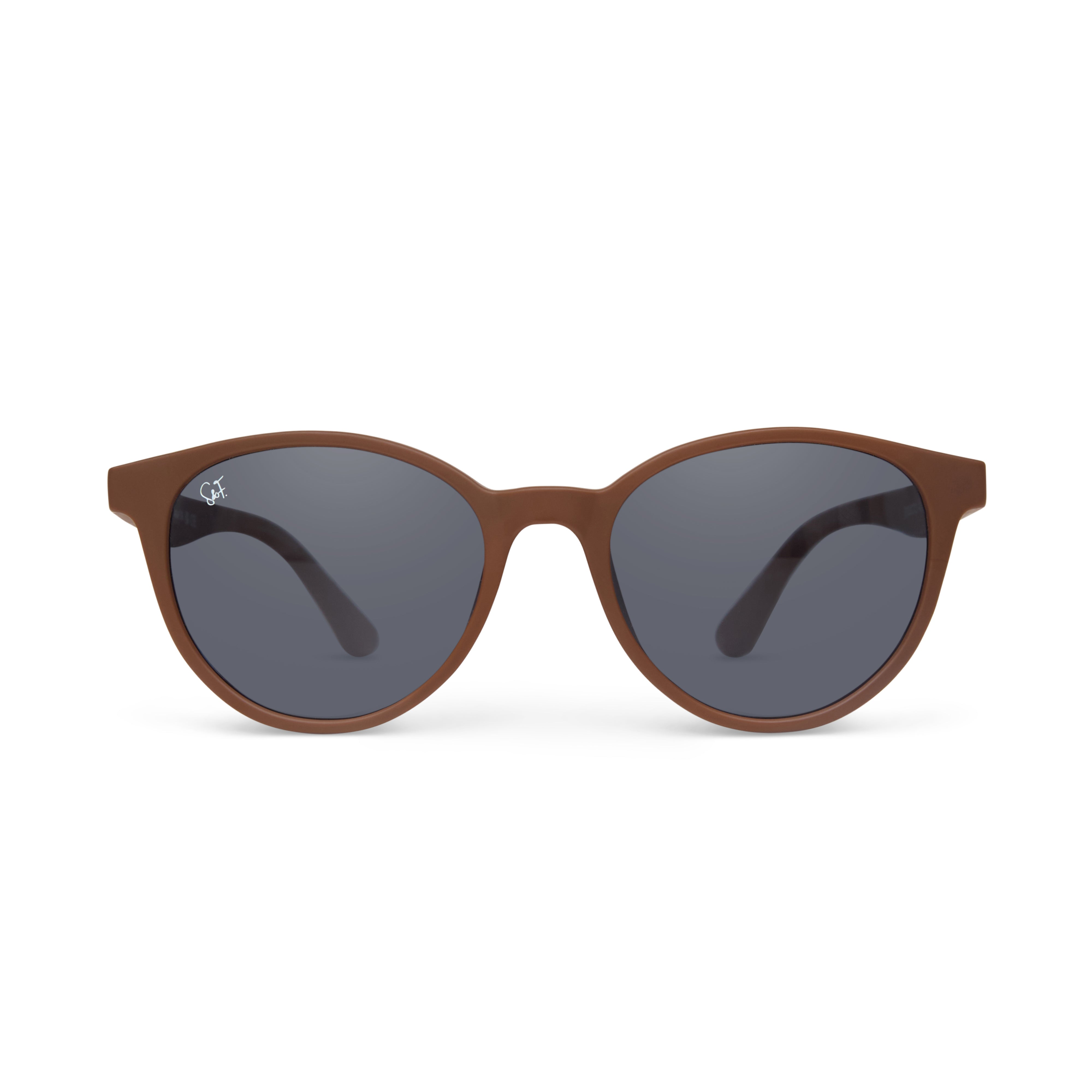 Brown Spark & Flare sunglasses for juniors aged 7-13 with round frames