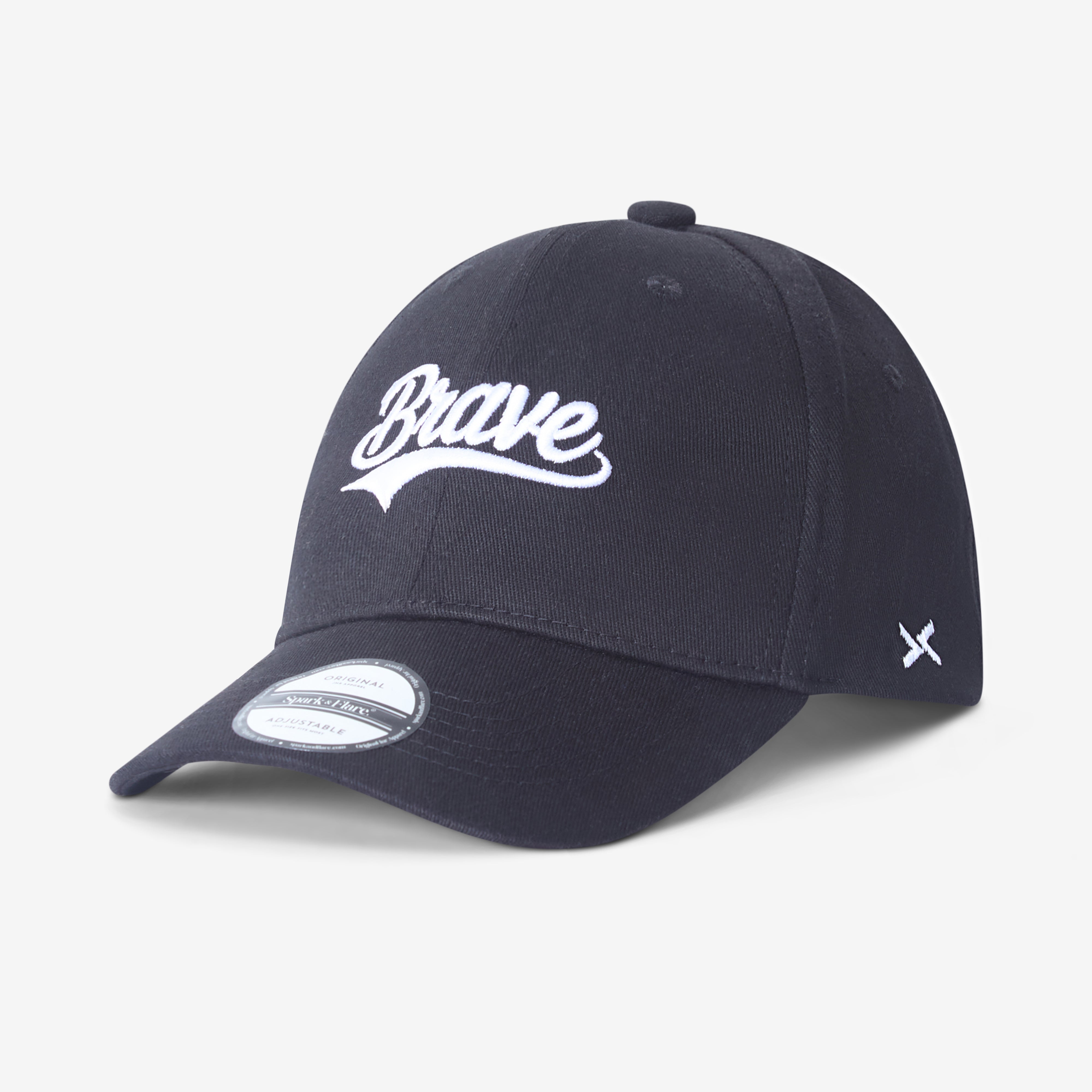 Navy Spark & Flare Brave baseball cap with white script