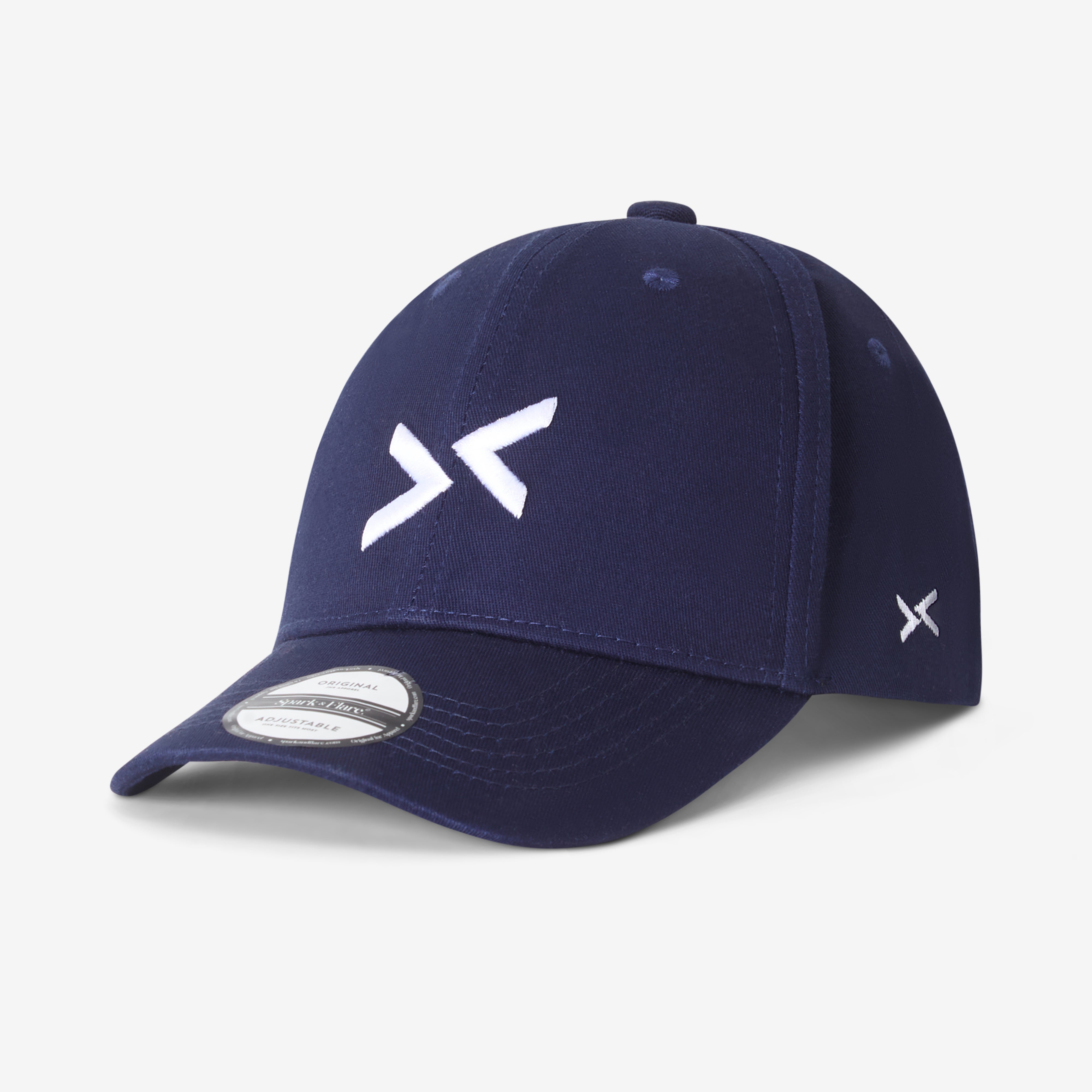 Navy Spark & Flare baseball cap with Spark & Flare arrow logo in white