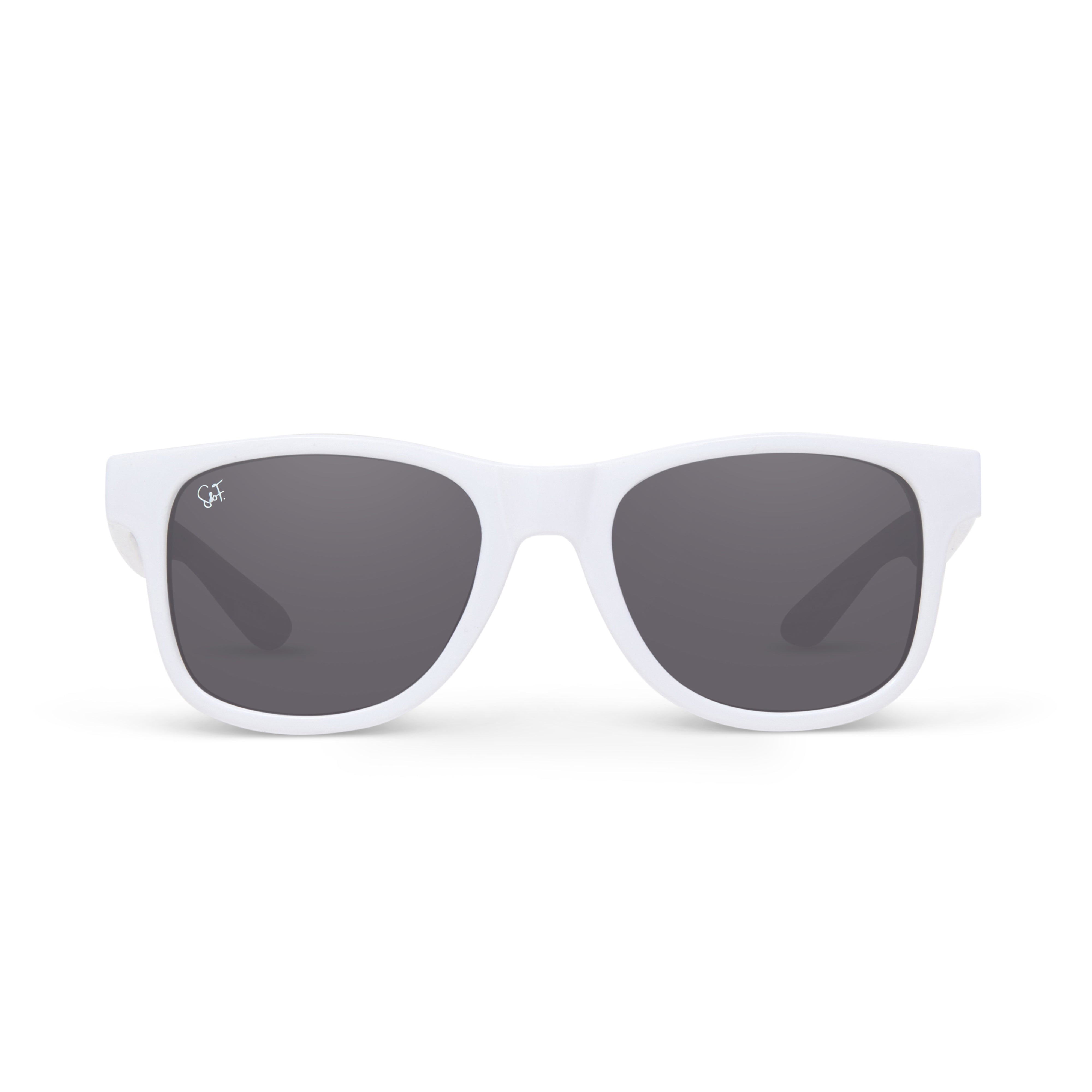 White Spark & Flare wayfarer sunglasses for juniors aged 7-13 with square frames