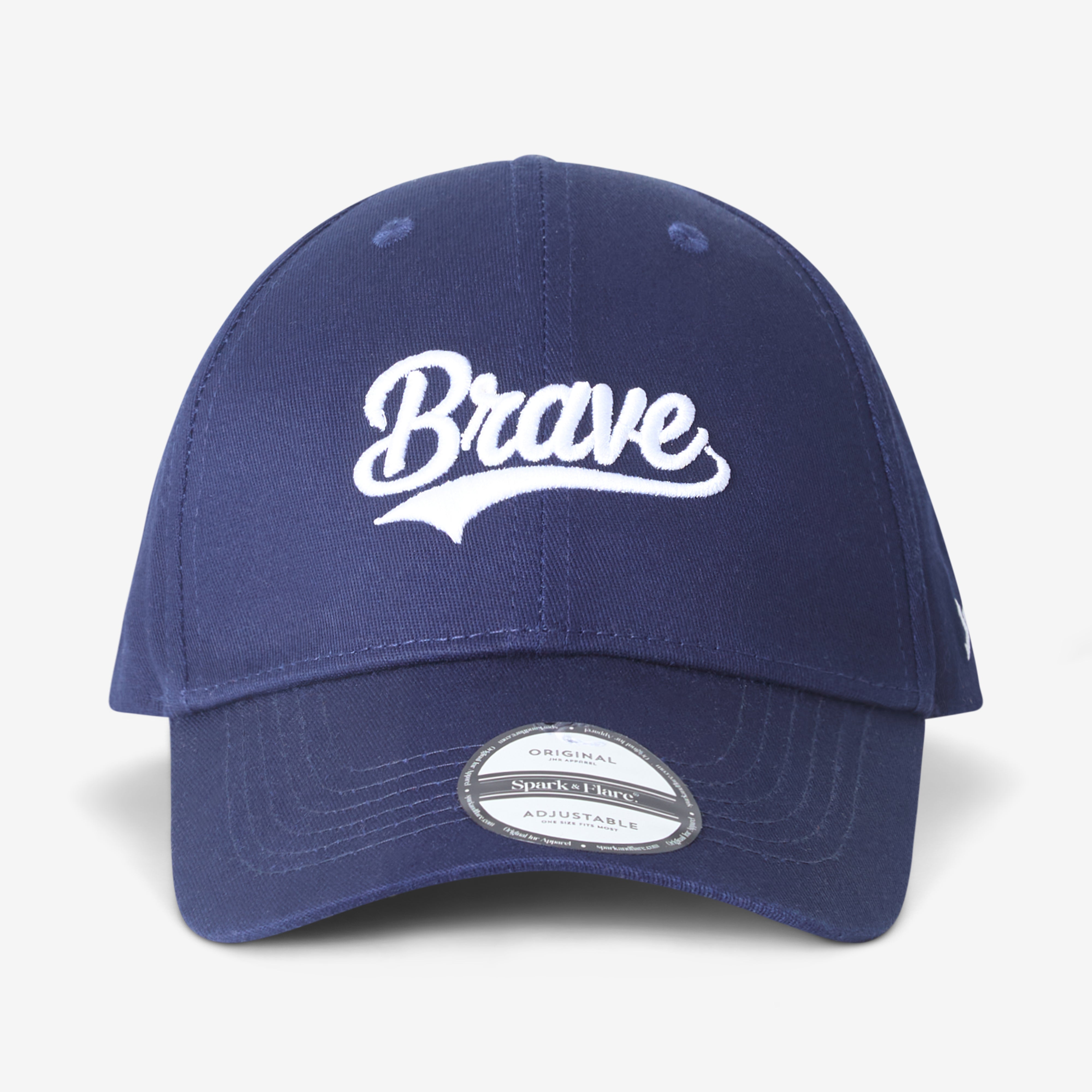 Navy Spark & Flare Brave baseball cap with white script