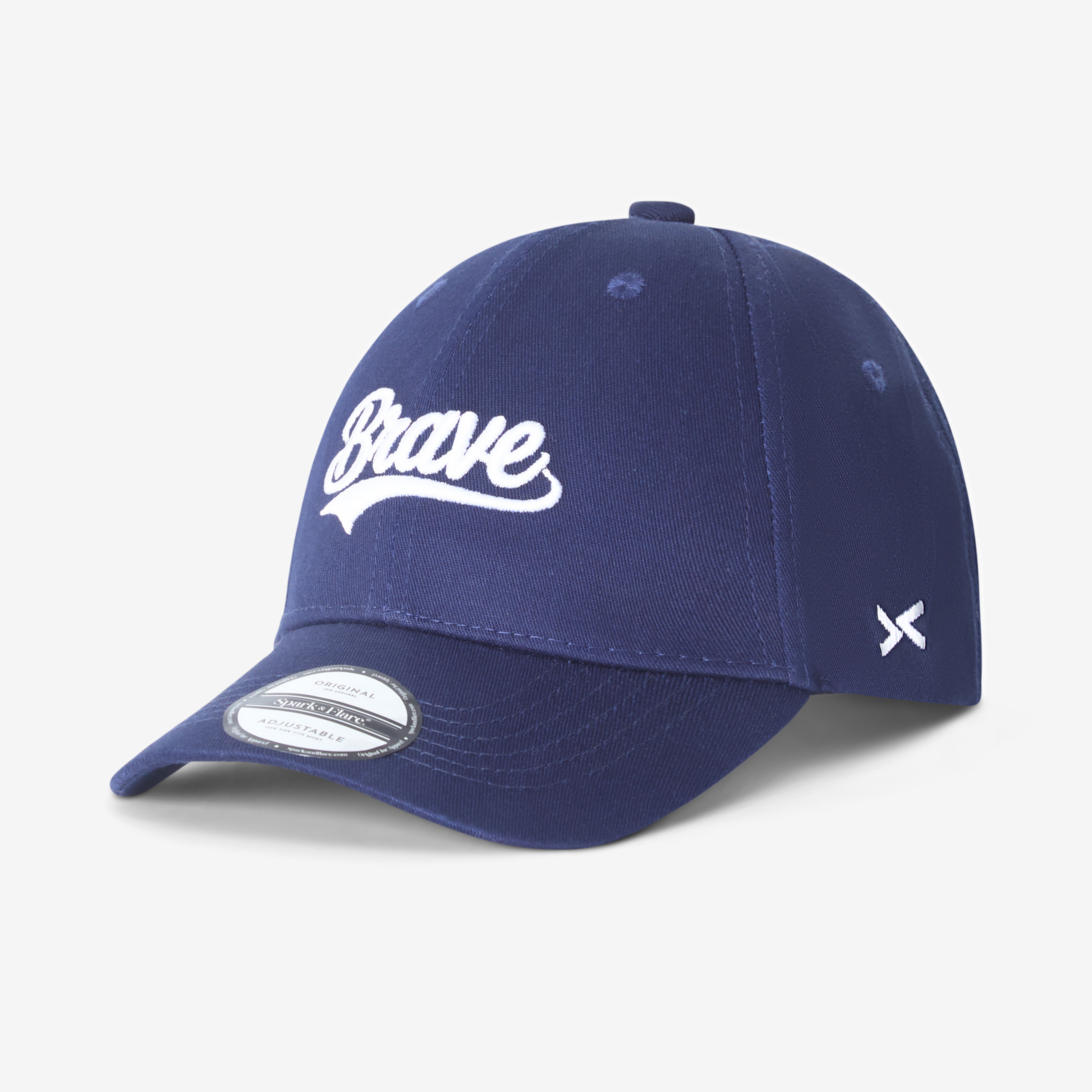 Navy Spark & Flare Brave baseball cap with white script