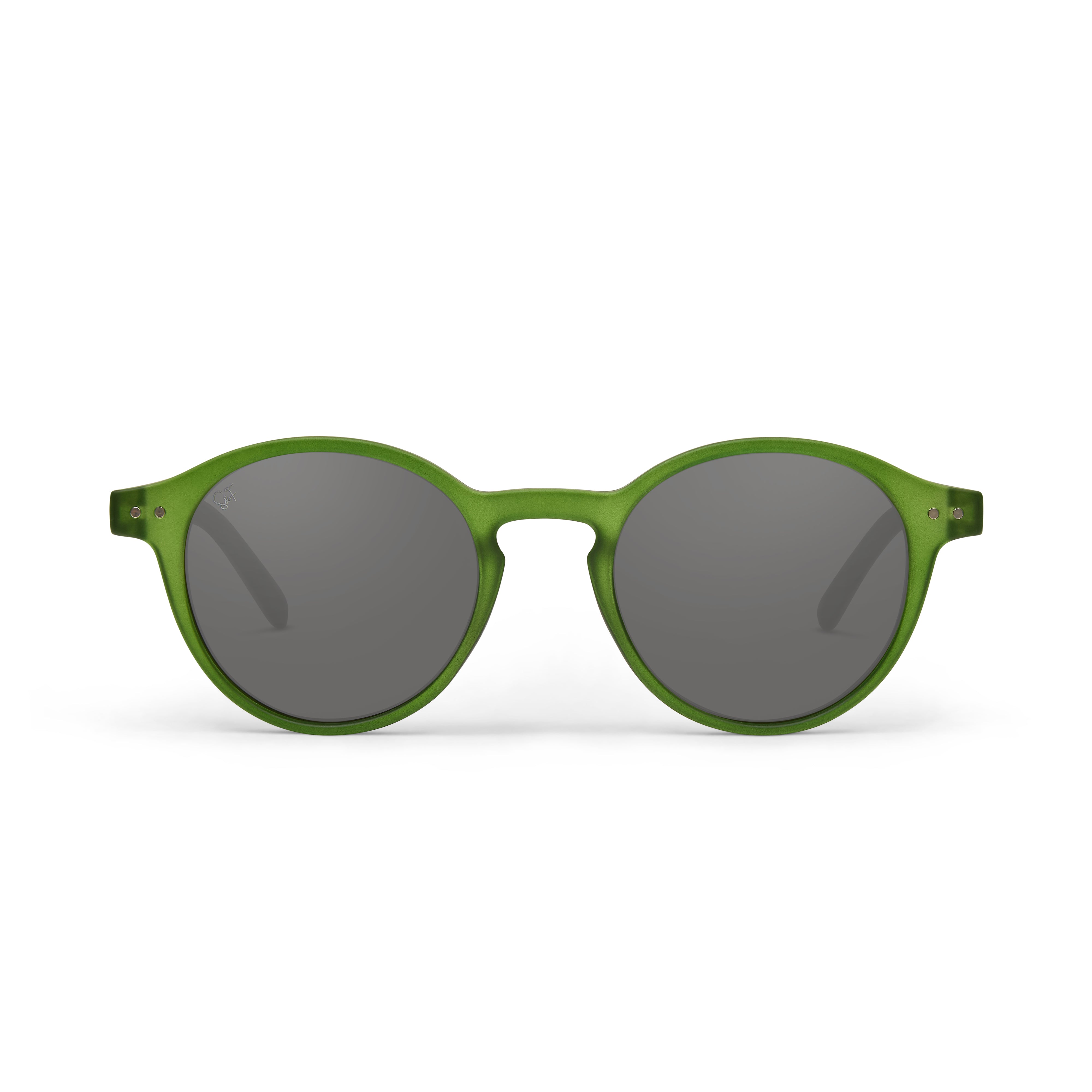 Forest green coloured sunglasses for kinds with grey polarized lenses