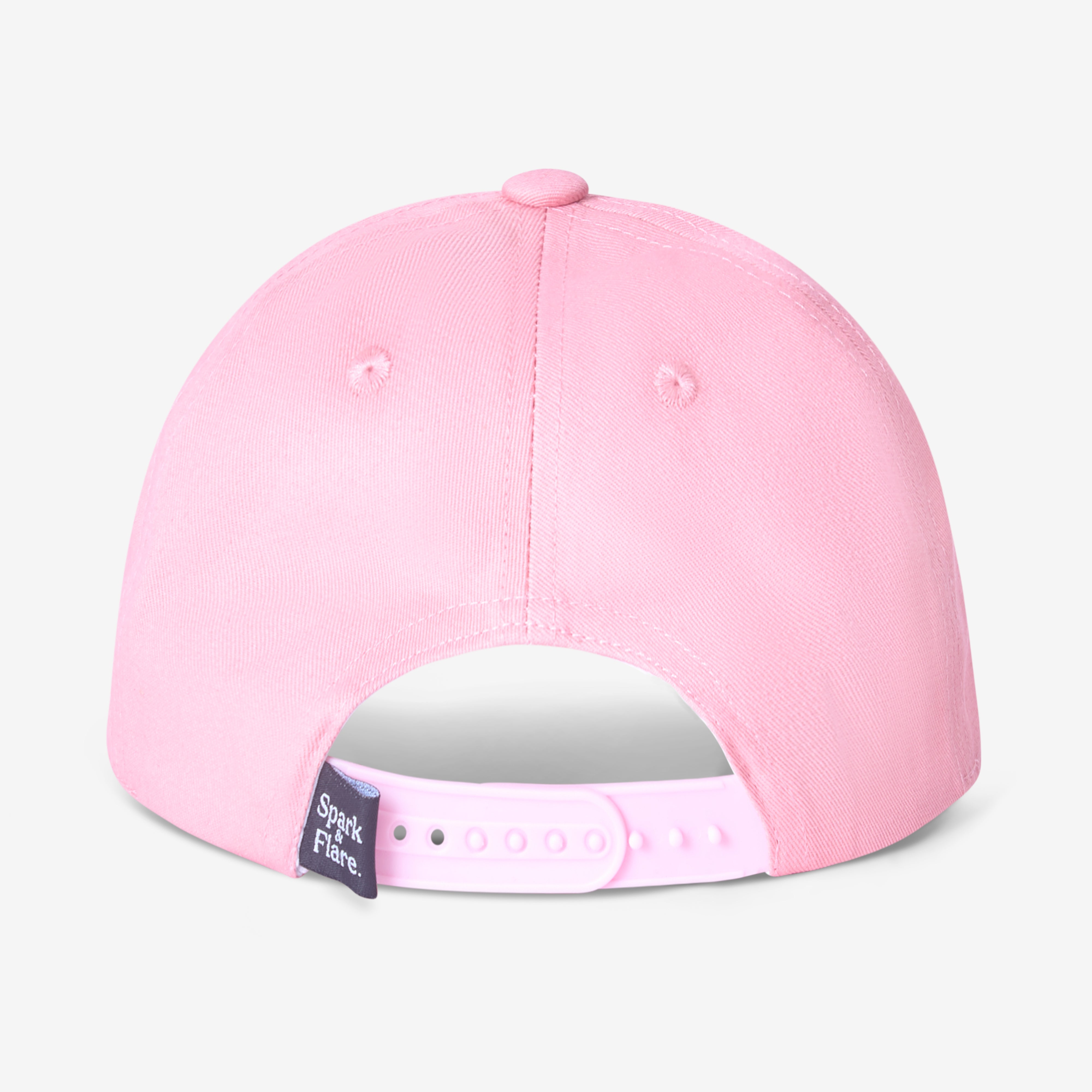 Back of a Pink Spark & Flare Fierce snapback flat brim cap