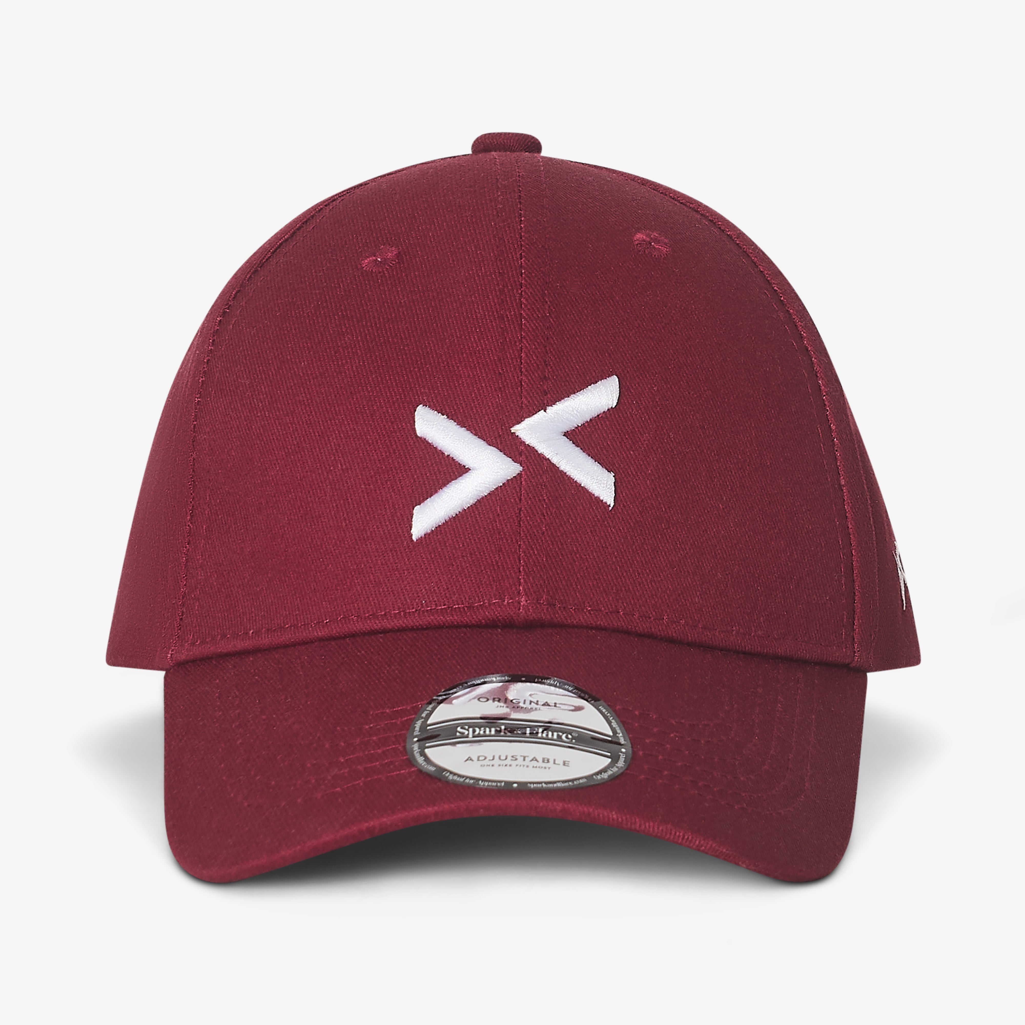 Burgundy Spark & Flare baseball cap with Spark & Flare arrow logo in white